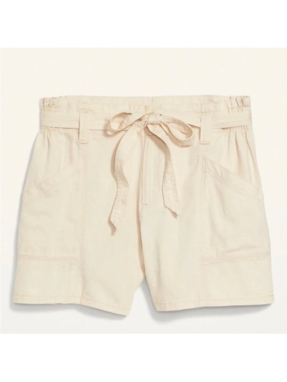 Old Navy Women High-Waisted Twill Workwear Shorts Cream XL NWT Tie Waist
